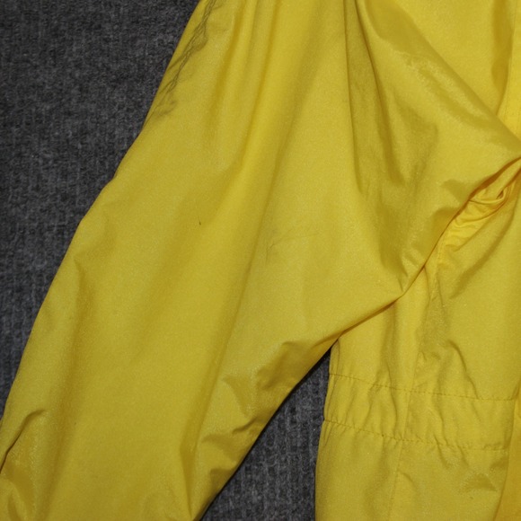 J Gallery Windbreaker Jacket Women M Yellow Hooded Lace Up Mariner Shoulder Pads - Picture 7 of 7